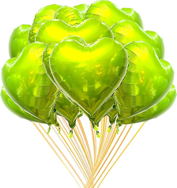 18” Mettalic Lime Green Heart Foil Balloon