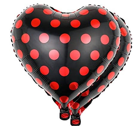 18” Polka Dot Black & Red Foil Balloon