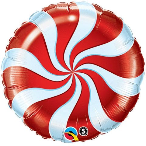 9” Red Candy Swirl - Foil Balloon